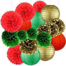 5 x Donker groene PomPom 35 cm