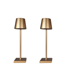 2 x Jeslu LED-Tischleuchte Gold 38 cm Aluminium - kabellos - USB aufladbar