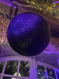 Boule gonflable pailletée noir 80 cm - Ignifuge