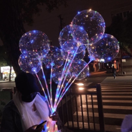 5 x LED ballon XL multicolor met ballon stokje