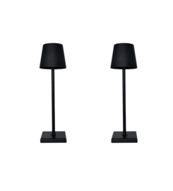 2 x Jeslu LED-Tischleuchte Schwarz 38 cm Aluminium - kabellos - USB aufladbar