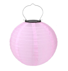 Lampion Solaire rond rose  35 cm