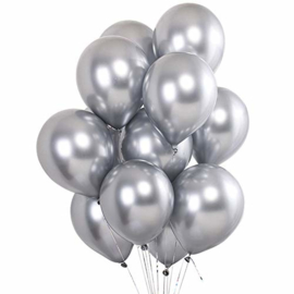 10 x metallic ballon zilver