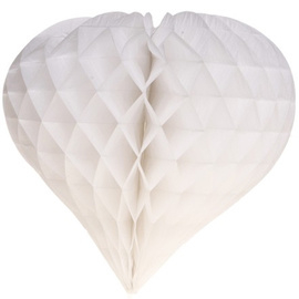 Witte Honeycomb hart 35 cm