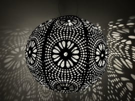 Lampion solaire avec motif - rond - 35 l x 35 h - noir