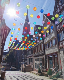 5 x Nylon lampion geel 25 cm