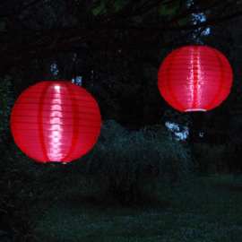 Lampion Solaire ronde rouge  35 cm