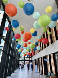 Lampion vert de 25 cms, rétardateur de flamme