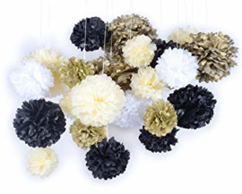 5 x PomPom schwarz 35 cm