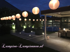 10 x Lampion en Nylon - Blanc - Incl. LED et télécommande avec crochets à ressort de suspension
