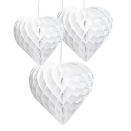 5 x Witte Honeycomb hart 35 cm