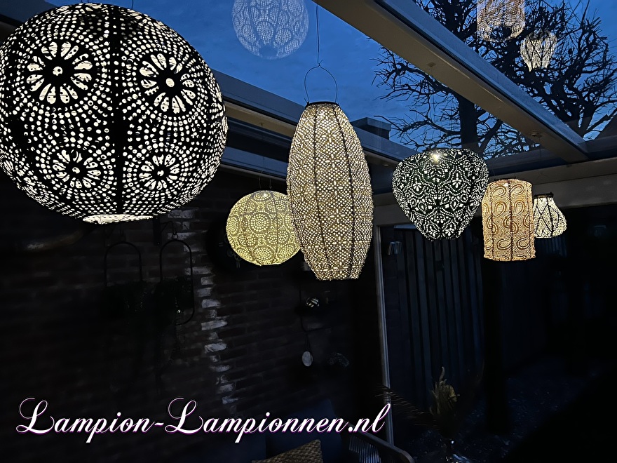 Solar lampionnen pakket voor buiten in de tuin met motief Solar für draußen im Garten mit onder veranda 3