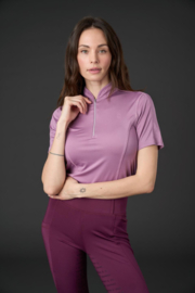 EQUIPAGE Awesome Short-Sleeve Riding Top with Zip Neck L
