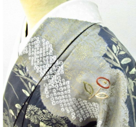 Volledig zijden kimono "Blue Wave"