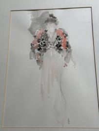 Aquarelle " Geisha in pastèl "