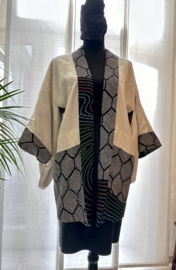Kort zijden kimonojasje "Lagune" 2 zijdig draagbaar
