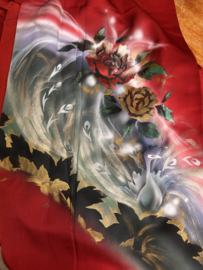 Zijden kimono " Pauw met pioenrozen"