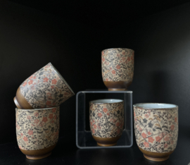5 Thee / koffie mokjes in apart dessin