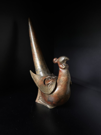 sculptuur van gepatineerd brons " Fazant" tevens geschikt als wierookbrander