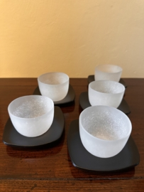 Set Theekommen Japans glas " Sneeuw-vlokjes  "
