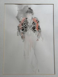 Aquarelle " Geisha in pastèl "