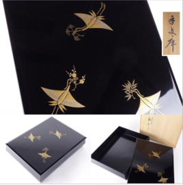 Sieraden / documenten doos in Japans lakwerk " vliegende kraanvogels"