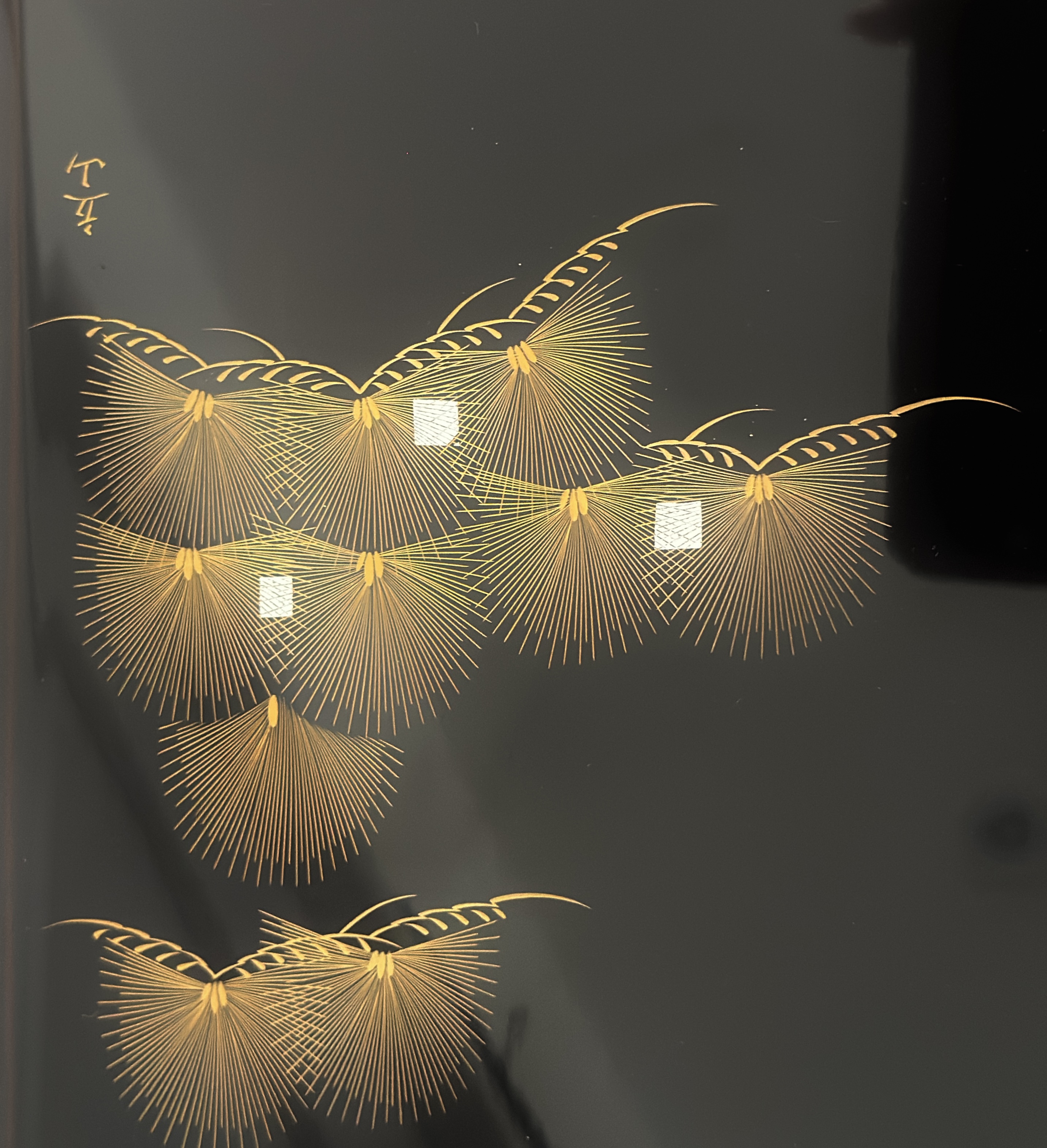 Opbergdoos in Japans lakwerk " Pijnboomtakjes"
