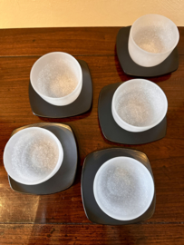 Set Theekommen Japans glas " Sneeuw-vlokjes  "