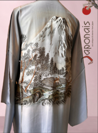 Heren kimono handgemaakt van soepele taftzijde, "Mount Fuji"