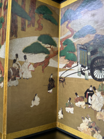 2 Japanse miniatuur kamerschermen " Scenes from the tale of Genji"