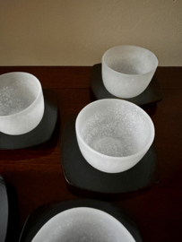 Set Theekommen Japans glas " Sneeuw-vlokjes  "