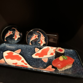 2 persoons Sushi set in Japans keramiek "Koï karpertjes"