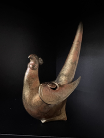 sculptuur van gepatineerd brons " Fazant" tevens geschikt als wierookbrander