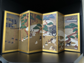 2 Japanse miniatuur kamerschermen " Scenes from the tale of Genji"