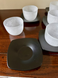 Set Theekommen Japans glas " Sneeuw-vlokjes  "