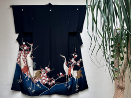 Zijden antieke kimono " Parade of Cranes"