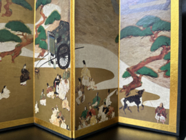 2 Japanse miniatuur kamerschermen " Scenes from the tale of Genji"