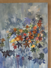 Olieverf op doek " Leafs in Blue "
