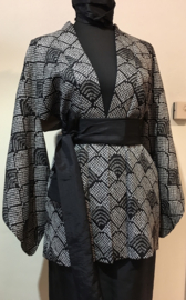 Zijden kimono "Waaiertjes in Shibori"