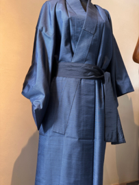 Zijden heren kimono "Indigo blauw"