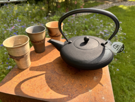Theepot 1 liter "Tsuki" zwart gietijzer Japans kwaliteitsmerk Iwachu