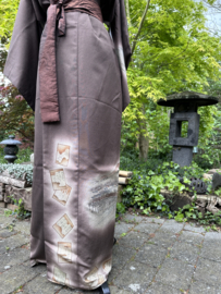 Handgemaakte zijden kimono " Taferelen in Japans landschap"