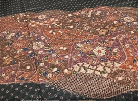 Zijden kimono "Nachtblauw met Shibori rand"