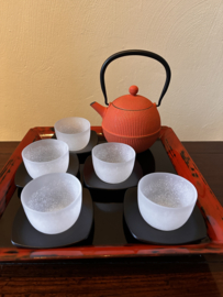 Set Theekommen Japans glas " Sneeuw-vlokjes  "