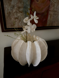 "5 in one Vase", sterk Japans WASHI-papier, 5 keer om te vouwen incl. glazen binnenvaas, zie instructie filmpje.
