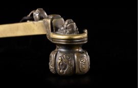 Antiek bronzen Japans inktpotje met penseelhouder