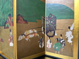 2 Japanse miniatuur kamerschermen " Scenes from the tale of Genji"