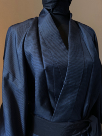 Zijden heren kimono "Indigo blauw"