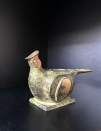 Sculptuur van gepatineerd brons " Fazant" tevens geschikt als wierookbrander