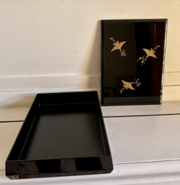 Sieraden / documenten doos in Japans lakwerk " vliegende kraanvogels"
